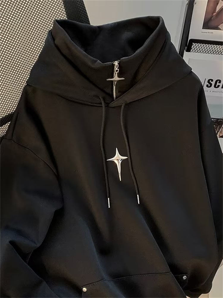 Streetwear Brand Hoodies - เสื้อฮู้ดคอสูงสำหรับฤดูใบไม้ร่วงและฤดูหนาว ผู้ชาย สไตล์ลำลอง ทันสมัย สปอร์ต ย้อนยุค