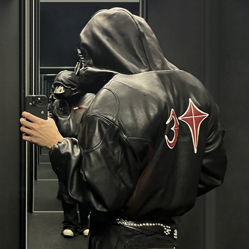 Streetwear Brand Hoodies - Thug Club แบรนด์สตรีทแวร์ดีไซน์ใหม่ - แจ็คเก็ตหนัง PU