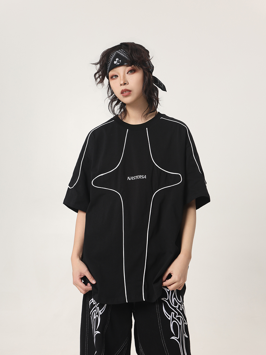 Streetwear Brand Drops - BETEBULE เสื้อยืดผู้ชายแขนสั้นทรงหลวม BF ดีไซน์ทันสมัยสไตล์ลำลองแนวสตรีทแวร์