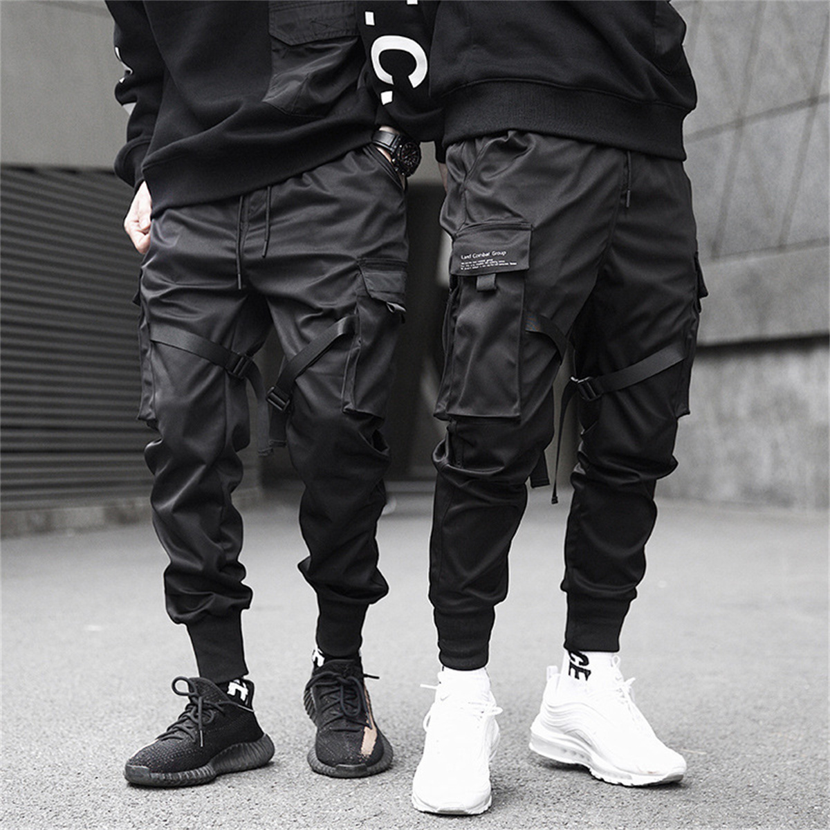 Streetwear Brand Marketing - กางเกงคาร์โก้ฮิปฮอปสีดำสำหรับผู้ชายกางเกงแฟชั่นแนวสตรีทแวร์สไตล์เกาหลีทรงหลวมแฟชั่น celana Panjang Brand อเนกประสงค์สำหรับฤดูร้อน