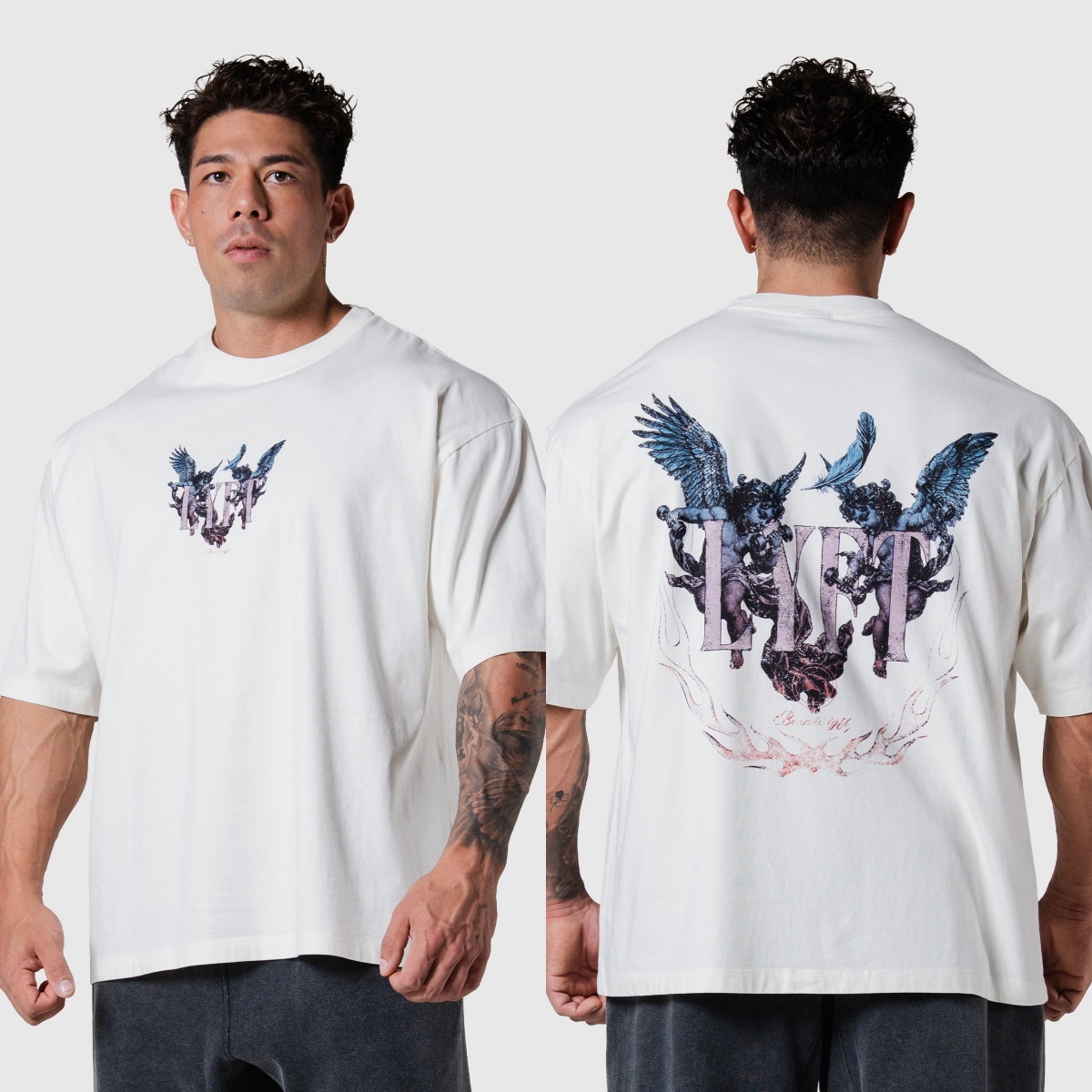 เสื้อยืดลายกราฟิกแองเจิล วินเท - Streetwear Gym Brand บทวิจารณ์และราคา