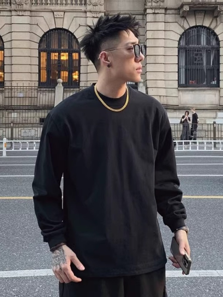 เสื้อยืดแขนยาวคอตตอนแท้สีขาวสไ - Streetwear Brand Drops บทวิจารณ์และราคา