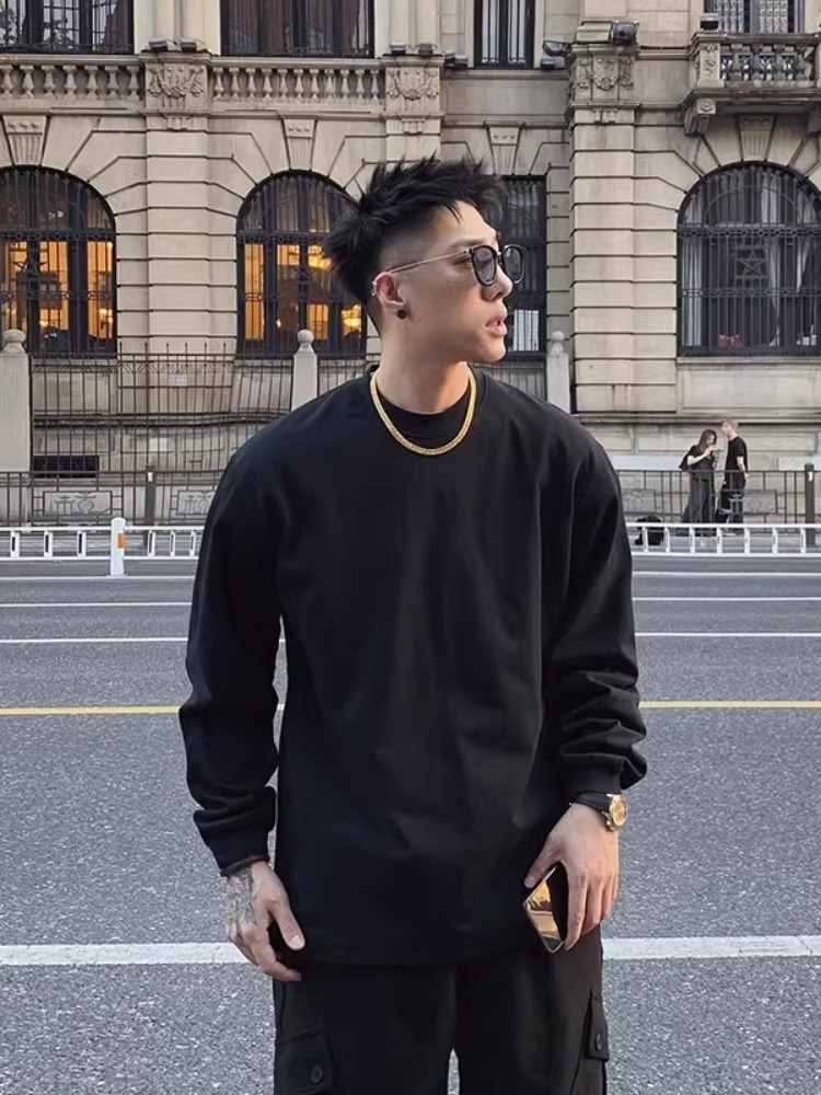 เสื้อยืดแขนยาวคอตตอนแท้สีขาวสไ - Streetwear Brand Drops บทวิจารณ์และราคา